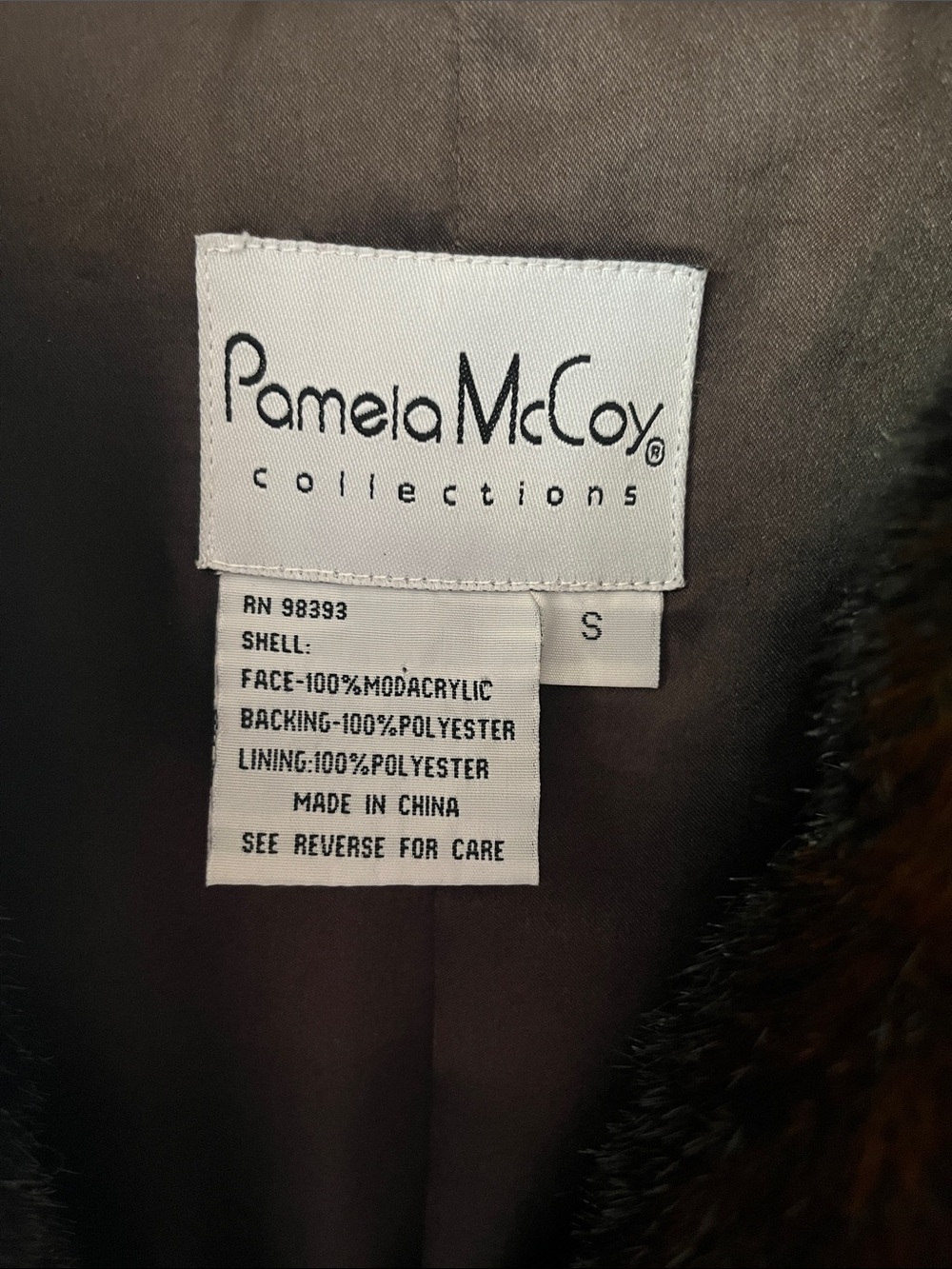 Pamela McCoy Brown Faux Mink Fur Coat - Picture 2 of 5